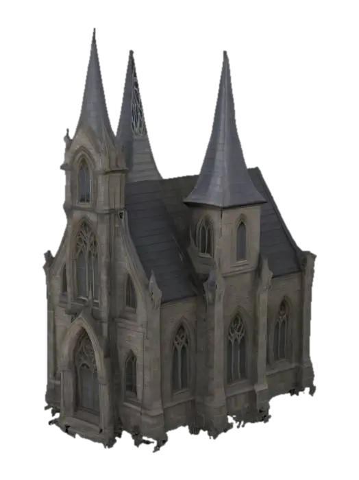 Gothic Chapel 3D model, vytvořený pomocí AI
