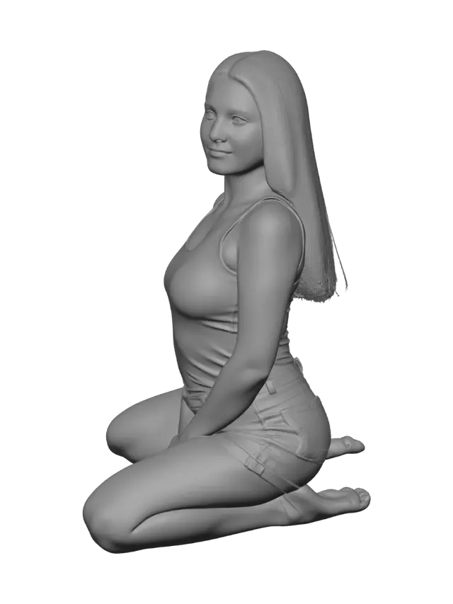 3D model for Kneeling Portrait in a Green Tank Top
