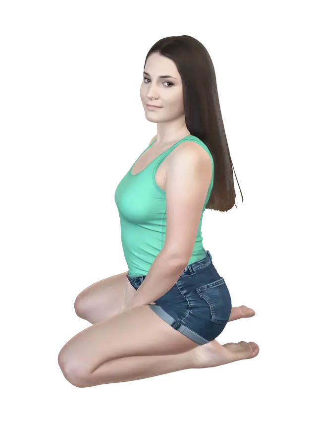 3D model for Kneeling Portrait in a Green Tank Top