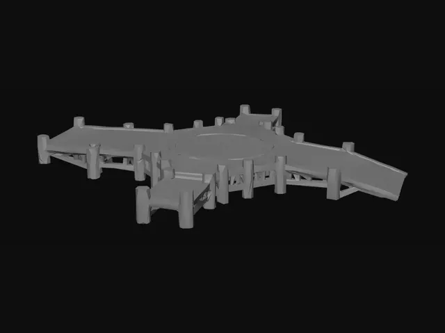 3D model for Circular Wooden Dock with Crosswalks