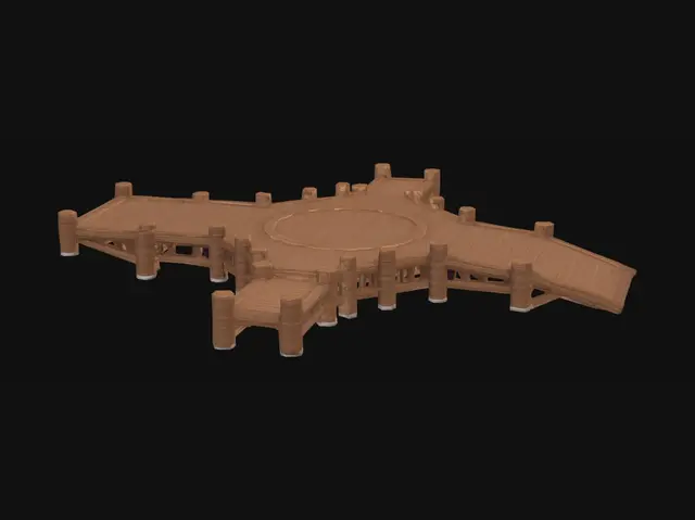 3D model for Circular Wooden Dock with Crosswalks
