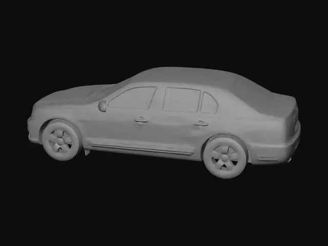 3D model for Shattered Blue Sedan