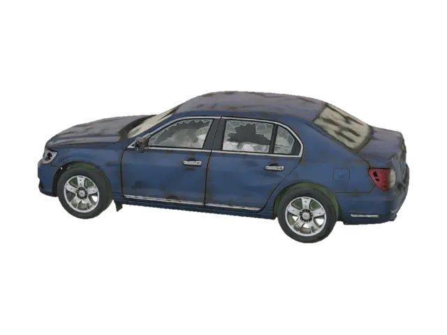 3D model for Shattered Blue Sedan