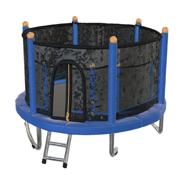 Blue Trampoline with Safety Net Enclosure 3D model, vytvořený pomocí AI