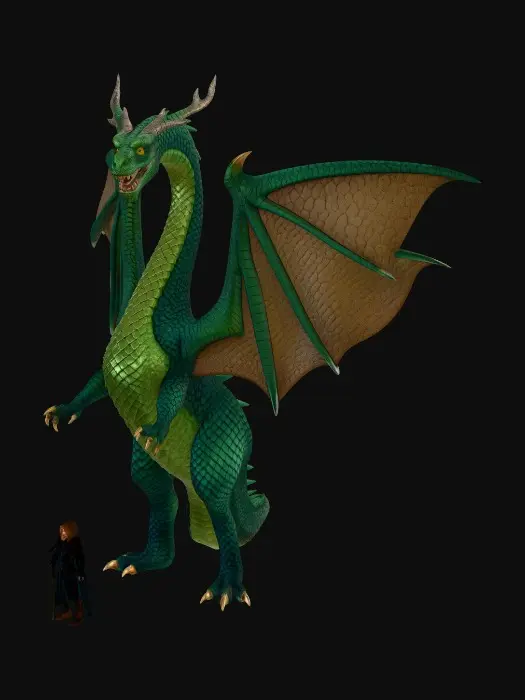 3D model for Make the dragon 5 times bigger than the woman.