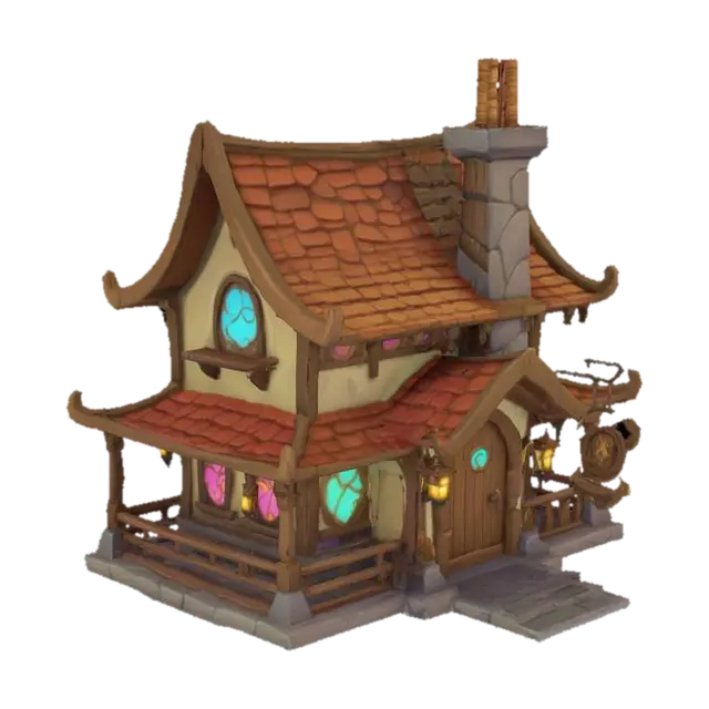 Stylized Tavern, World of Warcraft 3D model, vytvořený pomocí AI
