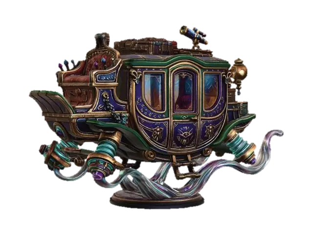 Gilded Sky Coach 1 - Airship 3D model, vytvořený pomocí AI