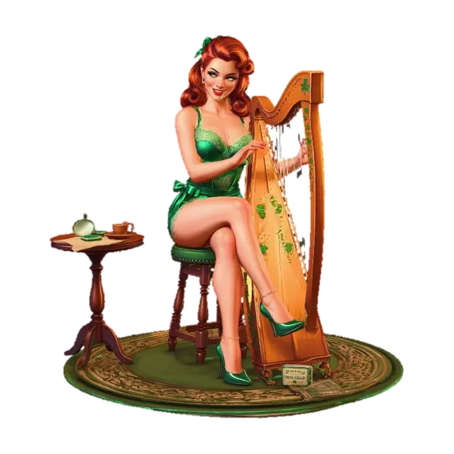 Emerald Irish Harper - Musician 3D model, vytvořený pomocí AI