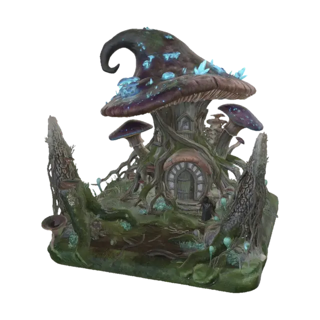 A giant fantasy mushroom house inspired by Morrowind Telvanni architecture, organic… - Ultra 3D model, vytvořený pomocí AI