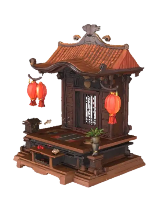 Japanese altar - Asia 3D model, vytvořený pomocí AI