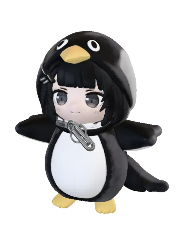 Chibi Penguin Plush 3D model, vytvořený pomocí AI