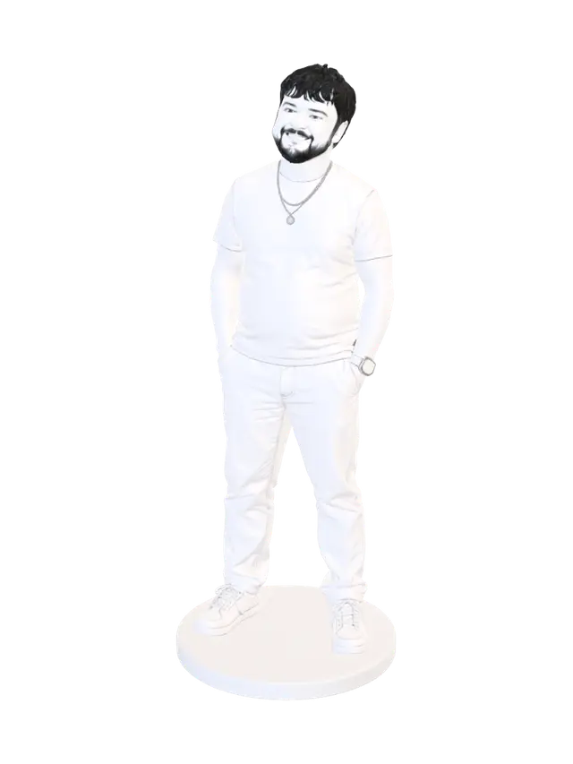 Smiling man - Neutralexpression 3D model, vytvořený pomocí AI