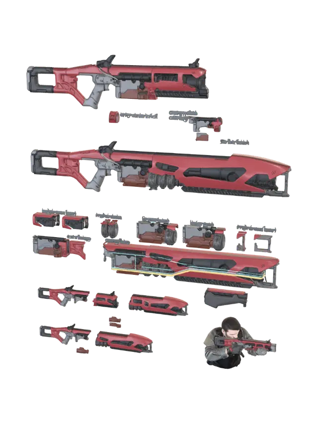 3D model for Crimson Modular Energy Rifle