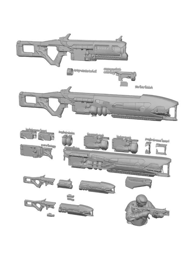 3D model for Crimson Modular Energy Rifle