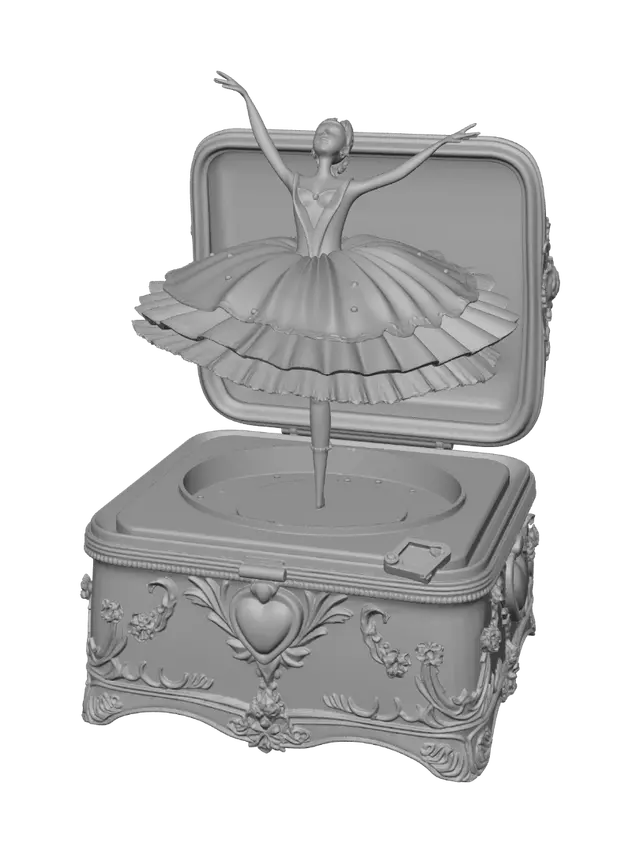 3D model for Ballerina in a jeweled music box