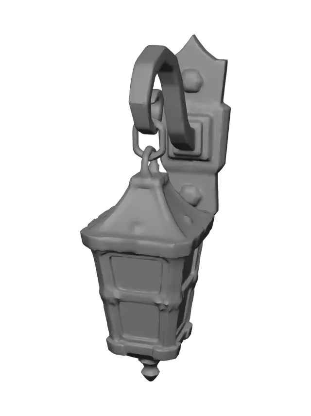 3D model for Bronze Lantern on a Curved Wall Bracket