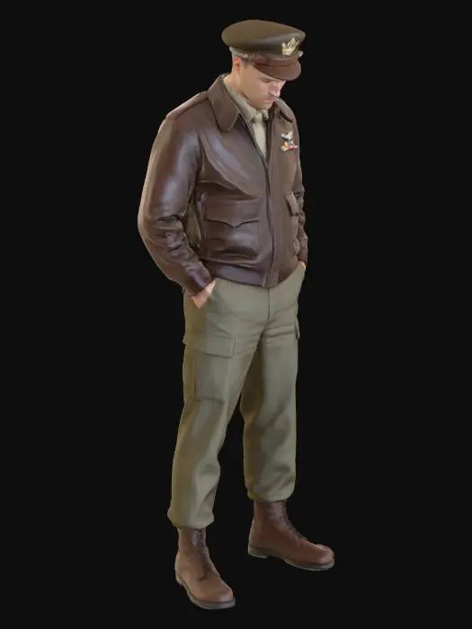 3D model for Aviator in Brown Leather Flight Jacket