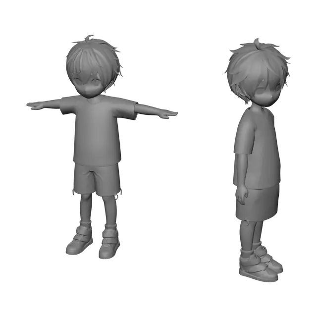 3D model for Chibi Black Outfit Character Sheet