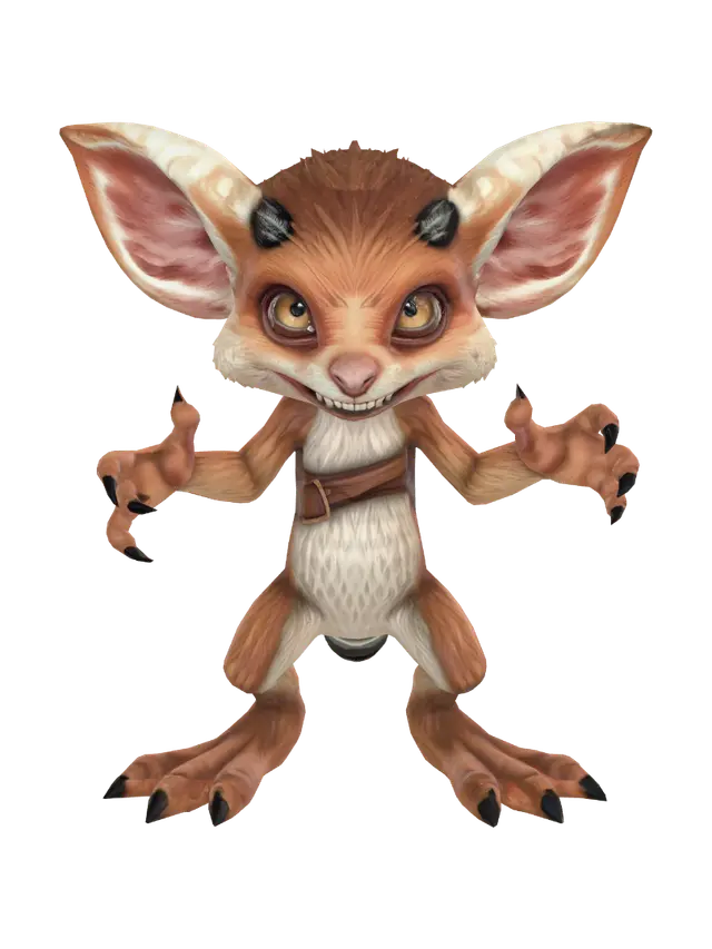 3D model for Anatomical model of a Human sized Furry Kobold doing a T-Pose.
