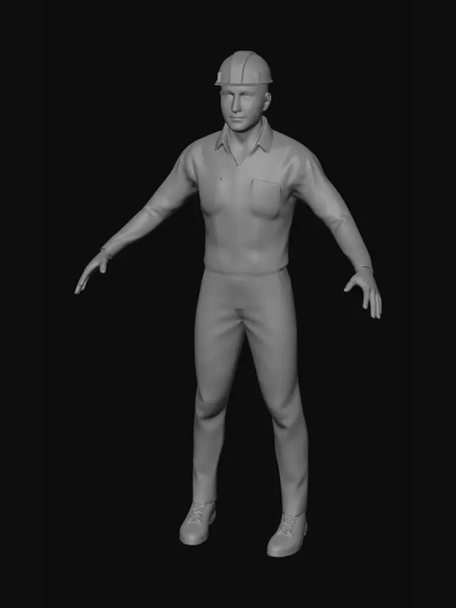 3D model for Construction Worker in Orange Reflective Gear