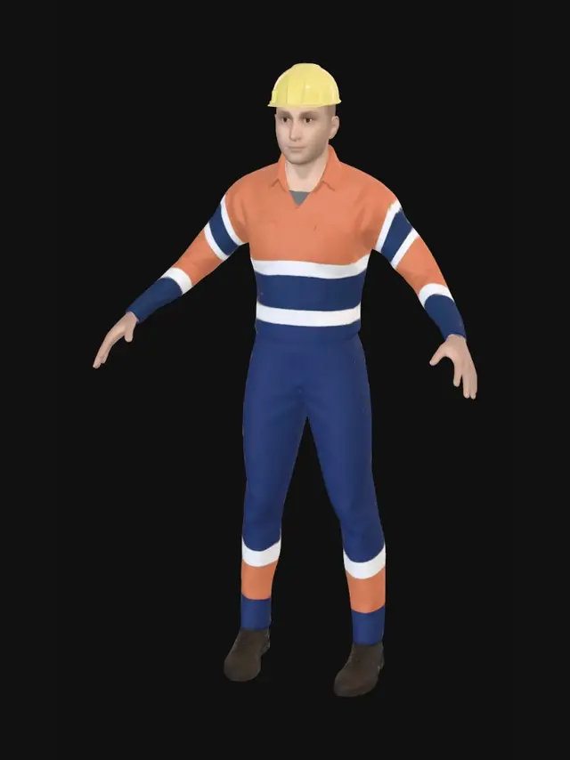 3D model for Construction Worker in Orange Reflective Gear