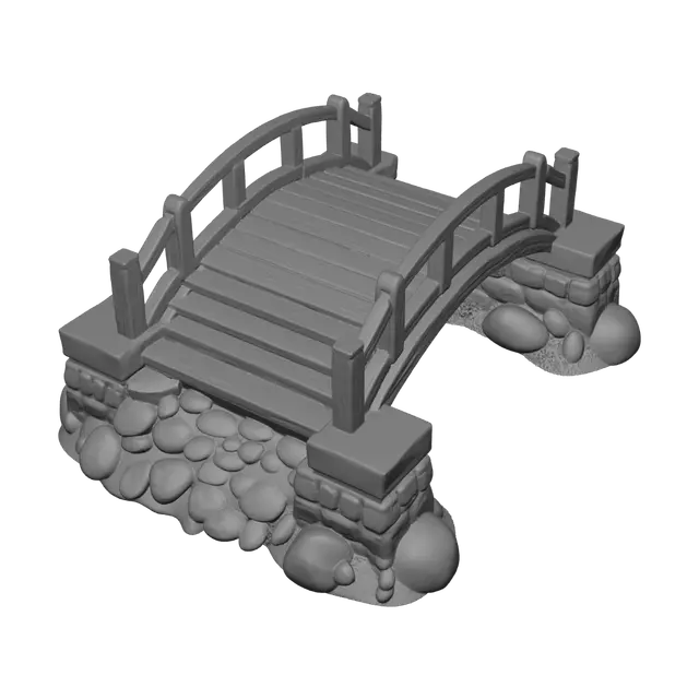 3D model for Arched Wooden Garden Bridge