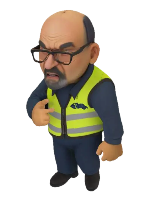 Safety Inspector Stance 3D model, vytvořený pomocí AI