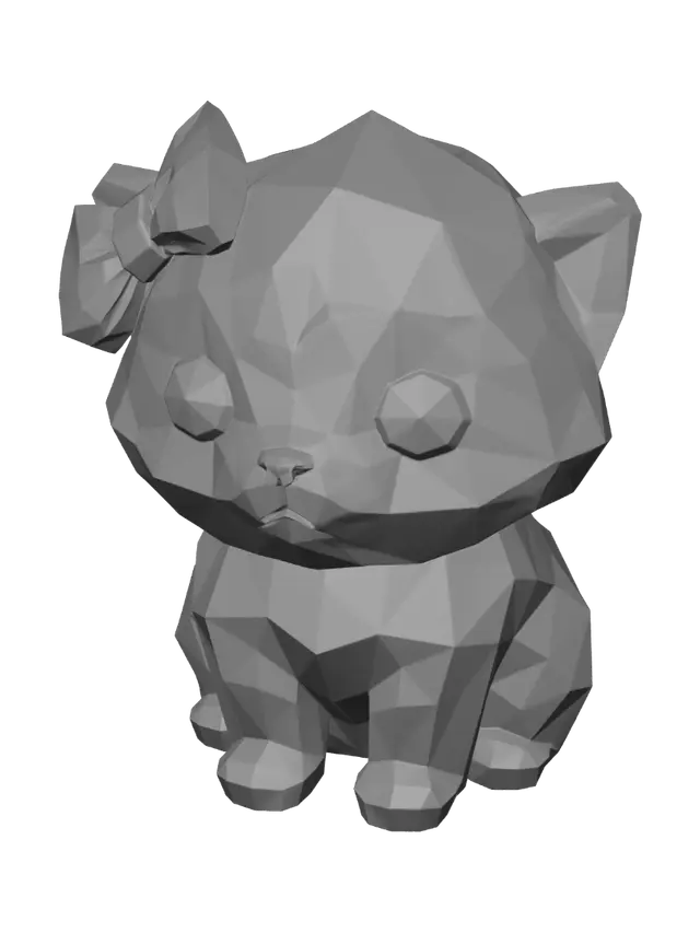 3D model for Geometric Kitten with Pink Bow