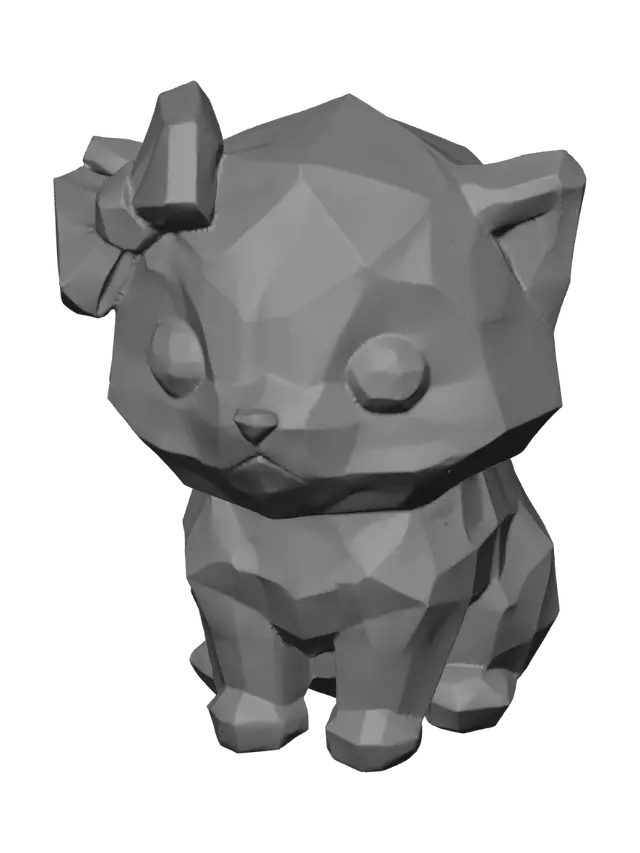 3D model for Geometric Kitten with Pink Bow