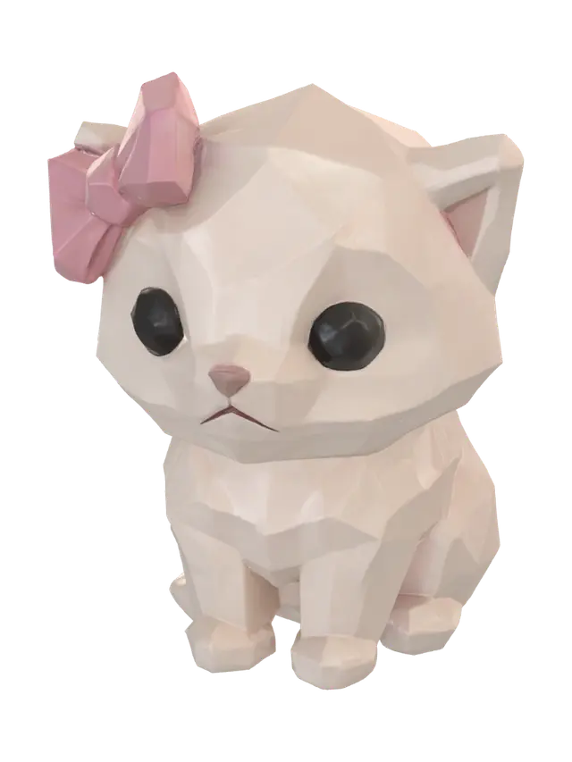 3D model for Geometric Kitten with Pink Bow