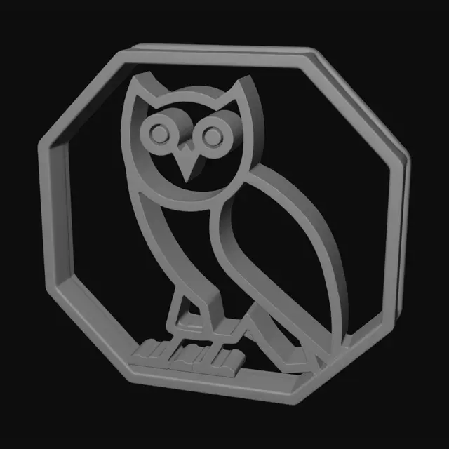 3D model for Golden Octagonal Owl Emblem