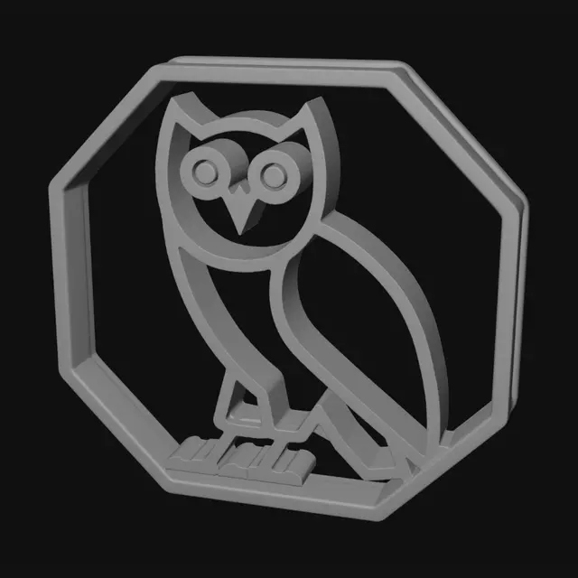 3D model for Golden Octagonal Owl Emblem