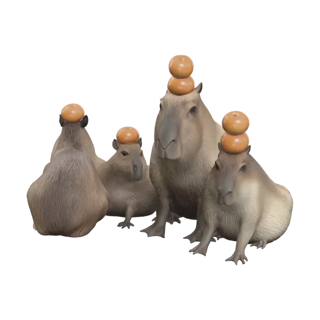 Low-Poly Capybara With Orange On Head 3D model, vytvořený pomocí AI