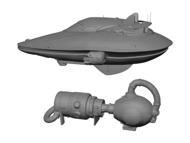 3D model for make an alien mothership with an alien vacuum cleaner to suck up all of earths rubbish and have it futuristic as hell