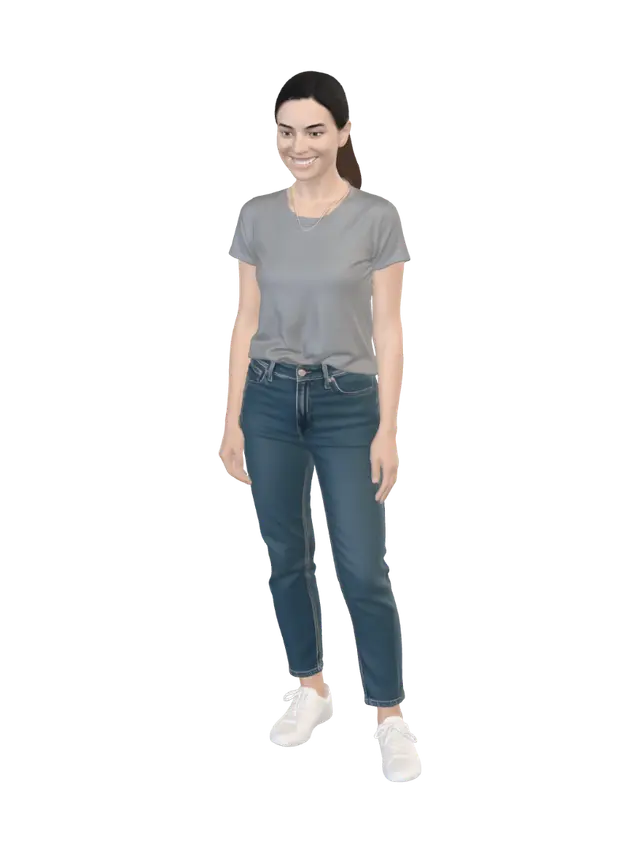 3D model for Casual Denim and Grey T‑Shirt