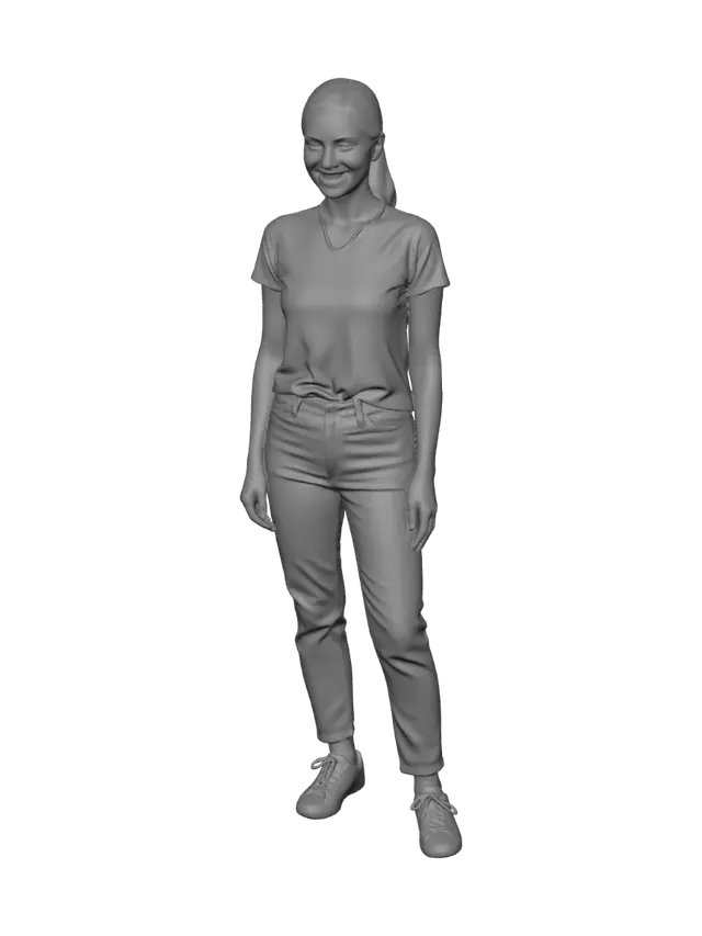 3D model for Casual Denim and Grey T‑Shirt