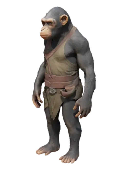 an ape from planet of the apes, a leader that’s set 100 years after ceaser, a… - Gorilla 3D model, vytvořený pomocí AI