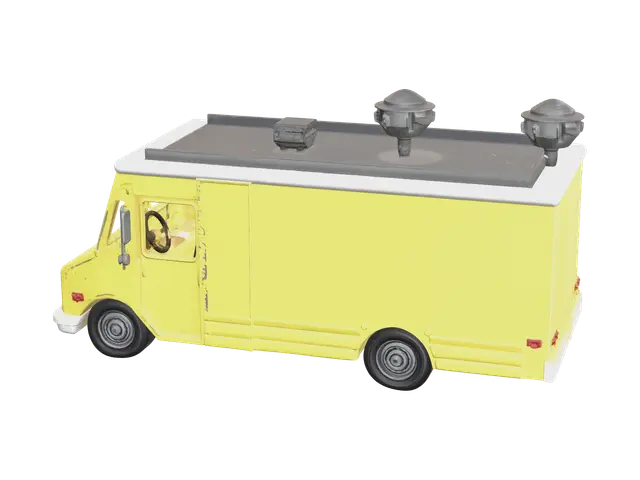Weathered Food Truck - Foodtruck 3D model, vytvořený pomocí AI