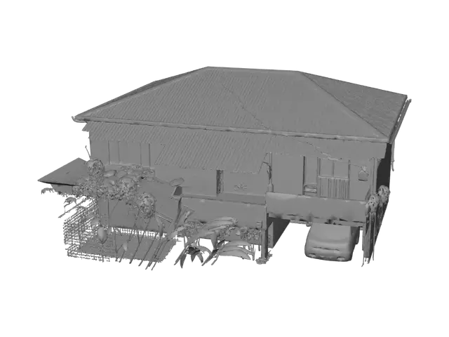 3D model for House with Carport and Lush Tropical Plants