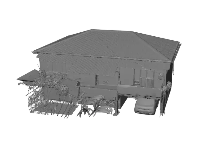 3D model for House with Carport and Lush Tropical Plants