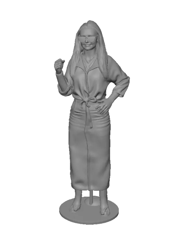 3D model for Casual Denim Midi Skirt Look