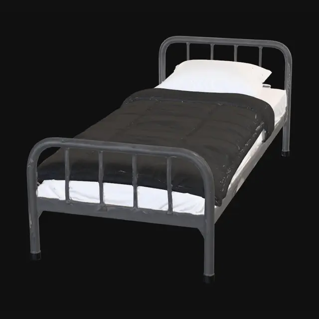 3D model for Grey Metal Bed with Quilted Comforter
