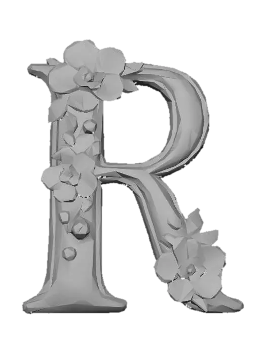 3D model for Golden Letter R in Bloom