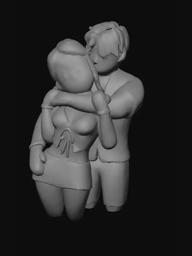 3D model for make a simple chibi style image of reference image. make it so simple that its possible to make low poly 3d