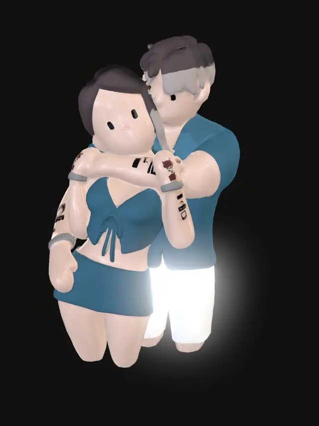 3D model for make a simple chibi style image of reference image. make it so simple that its possible to make low poly 3d