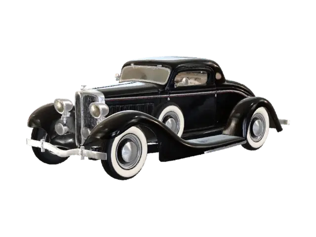 1930's style gangster car with whitewall tyres 3D model, vytvořený pomocí AI