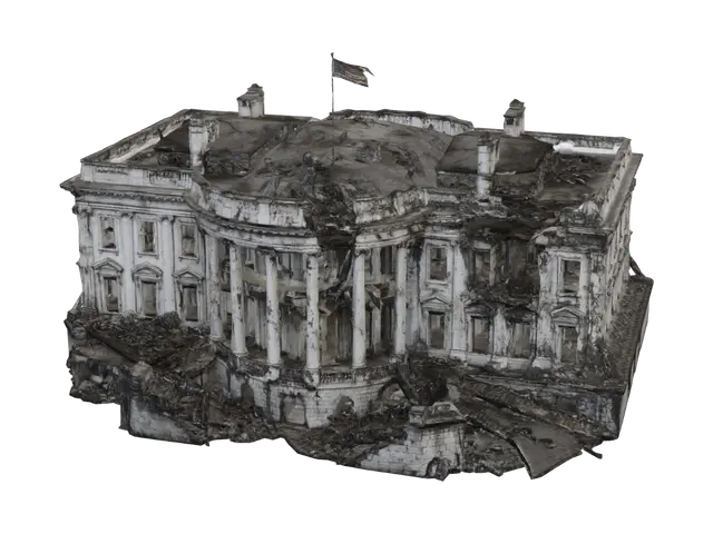 Flag Over Ruins - Wind 3D model, vytvořený pomocí AI