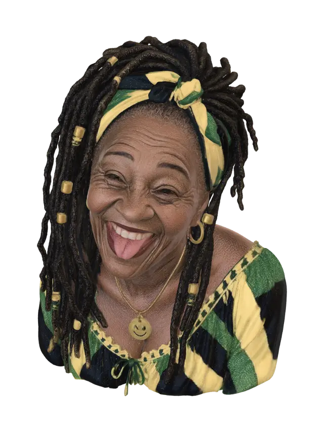 Joyful Dreadlocks - Grandma 3D model, vytvořený pomocí AI
