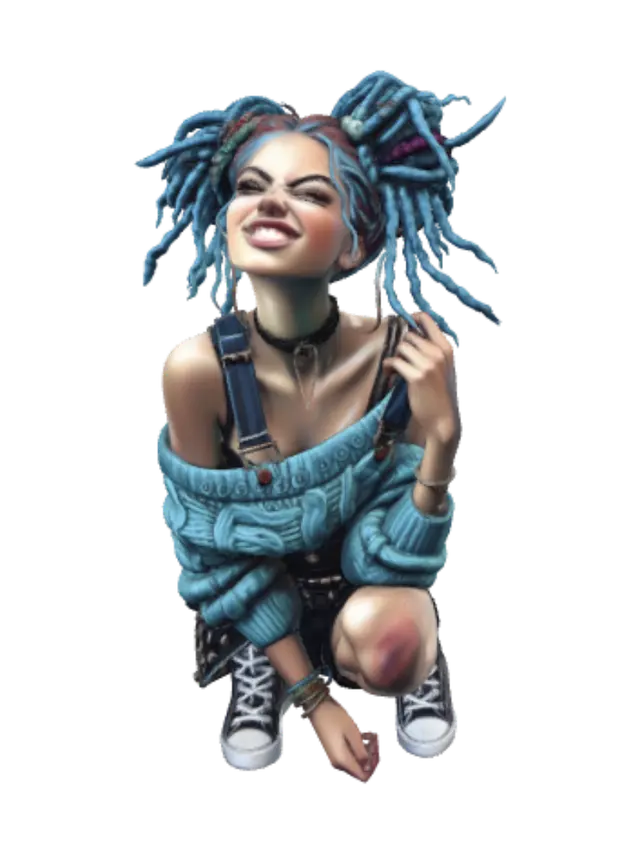 Modello 3D Blue Dreadlock Dream, generato dall’IA