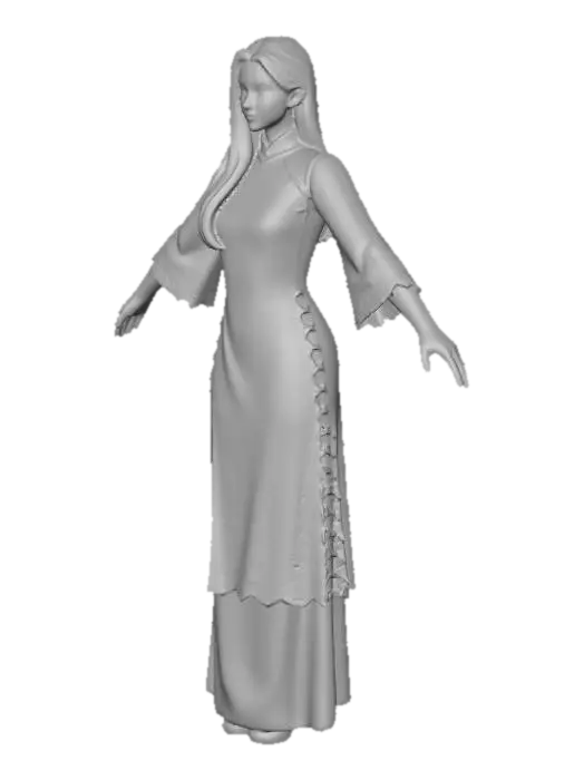 3D model for White Lace Ao Dai